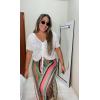 imageWomens Summer Crochet Tops Sexy V Neck Boho Drawstring Crop Top Off The Shoulder Short Sleeve Knit SweaterWhite