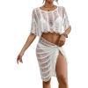 imageBsubseach 2 Piece Swimsuit Cover Up Set for Women Crochet Coverups Hollow Out Wrap Skirt OutfitsWhite