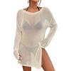 imageBsubseach Crochet Swimsuit Coverup for Women Sheer Bathing Suit Cover Ups Kintted Swimwear Bikini Beach Vacation OutfitsApricot