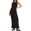 imageBsubseach Women Crochet Swimsuit Cover Up Sleeveless Hollow Out Long Swim Coverup Beach DressBlack