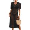 imageBsubseach Womens Swimwear Cover Ups Crochet Beach Cover Up Hollow Out Side Split Swimsuit Cover Up Beach DressBlack
