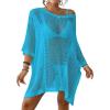 imageBsubseach Womens Swimwear Cover Ups for Bathing Suit Crochet Swimsuit Coverup Knit Beach Dresses Vacation OutfitsSky Blue