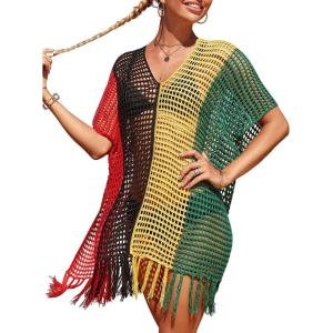 imageBsubseach Beach Crochet Dress Bathing Suit Cover Ups Sexy Coverup for Swimwear Women Summer OutfitRpatchwork 1