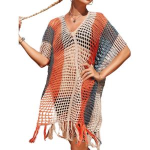 imageBsubseach Beach Crochet Dress Bathing Suit Cover Ups Sexy Coverup for Swimwear Women Summer OutfitRpatchwork 2