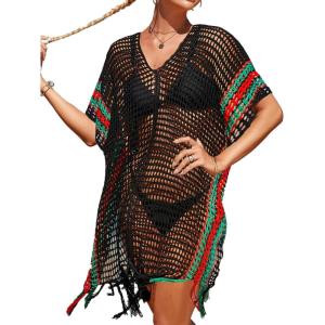 imageBsubseach Beach Crochet Dress Bathing Suit Cover Ups Sexy Coverup for Swimwear Women Summer OutfitRpatchwork 4