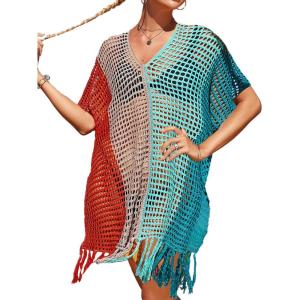imageBsubseach Beach Crochet Dress Bathing Suit Cover Ups Sexy Coverup for Swimwear Women Summer OutfitRpatchwork 6