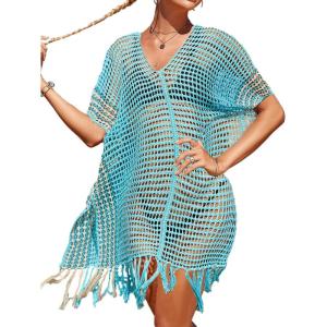 imageBsubseach Beach Crochet Dress Bathing Suit Cover Ups Sexy Coverup for Swimwear Women Summer OutfitRpatchwork 7
