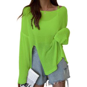 imageBsubseach Crochet Cover Ups for Swimwear Women Sheer Mesh Beach Tops Swimsuit Cover Up Summer Vacation OutfitsBright Green