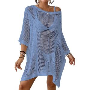 imageBsubseach Womens Swimwear Cover Ups for Bathing Suit Crochet Swimsuit Coverup Knit Beach Dresses Vacation OutfitsBlue