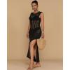 imageBsubseach Crochet Beach Cover Ups for Women Hollow Out Sleeveless Swimsuit Cover Up Swimwear Bikini Coverup DressBlack