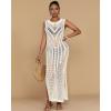 imageBsubseach Crochet Beach Cover Ups for Women Hollow Out Sleeveless Swimsuit Cover Up Swimwear Bikini Coverup DressWhite