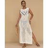 imageBsubseach Crochet Beach Cover Ups for Women Hollow Out Sleeveless Swimsuit Cover Up Swimwear Bikini Coverup DressWhite