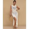 imageBsubseach Crochet Beach Cover Ups for Women Hollow Out Sleeveless Swimsuit Cover Up Swimwear Bikini Coverup DressWhite