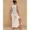 imageBsubseach Crochet Beach Cover Ups for Women Hollow Out Sleeveless Swimsuit Cover Up Swimwear Bikini Coverup DressWhite