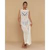 imageBsubseach Crochet Beach Cover Ups for Women Hollow Out Sleeveless Swimsuit Cover Up Swimwear Bikini Coverup DressWhite