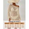 imageBsubseach Crochet Cover Up for Swimwear Women Pool Swimsuit Coverup Long Sleeve Beach Knit TopsApricot