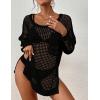 imageBsubseach Crochet Cover Up for Swimwear Women Pool Swimsuit Coverup Long Sleeve Beach Knit TopsBlack