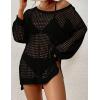 imageBsubseach Crochet Cover Up for Swimwear Women Pool Swimsuit Coverup Long Sleeve Beach Knit TopsBlack