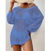 imageBsubseach Crochet Cover Up for Swimwear Women Pool Swimsuit Coverup Long Sleeve Beach Knit TopsBlue