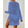 imageBsubseach Crochet Cover Up for Swimwear Women Pool Swimsuit Coverup Long Sleeve Beach Knit TopsBlue