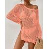 imageBsubseach Crochet Cover Up for Swimwear Women Pool Swimsuit Coverup Long Sleeve Beach Knit TopsCoral