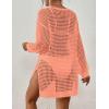 imageBsubseach Crochet Cover Up for Swimwear Women Pool Swimsuit Coverup Long Sleeve Beach Knit TopsCoral