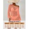 imageBsubseach Crochet Cover Up for Swimwear Women Pool Swimsuit Coverup Long Sleeve Beach Knit TopsCoral