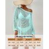 imageBsubseach Crochet Cover Up for Swimwear Women Pool Swimsuit Coverup Long Sleeve Beach Knit TopsCyan