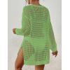 imageBsubseach Crochet Cover Up for Swimwear Women Pool Swimsuit Coverup Long Sleeve Beach Knit TopsGrass Green
