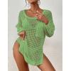 imageBsubseach Crochet Cover Up for Swimwear Women Pool Swimsuit Coverup Long Sleeve Beach Knit TopsGrass Green