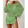 imageBsubseach Crochet Cover Up for Swimwear Women Pool Swimsuit Coverup Long Sleeve Beach Knit TopsGrass Green