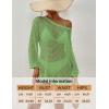 imageBsubseach Crochet Cover Up for Swimwear Women Pool Swimsuit Coverup Long Sleeve Beach Knit TopsGrass Green