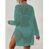 imageBsubseach Crochet Cover Up for Swimwear Women Pool Swimsuit Coverup Long Sleeve Beach Knit TopsGreen