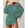 imageBsubseach Crochet Cover Up for Swimwear Women Pool Swimsuit Coverup Long Sleeve Beach Knit TopsGreen