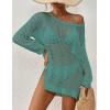 imageBsubseach Crochet Cover Up for Swimwear Women Pool Swimsuit Coverup Long Sleeve Beach Knit TopsGreen