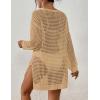 imageBsubseach Crochet Cover Up for Swimwear Women Pool Swimsuit Coverup Long Sleeve Beach Knit TopsKhaki