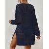 imageBsubseach Crochet Cover Up for Swimwear Women Pool Swimsuit Coverup Long Sleeve Beach Knit TopsNavy Blue