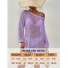 imageBsubseach Crochet Cover Up for Swimwear Women Pool Swimsuit Coverup Long Sleeve Beach Knit TopsPurple