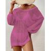 imageBsubseach Crochet Cover Up for Swimwear Women Pool Swimsuit Coverup Long Sleeve Beach Knit TopsRose Red