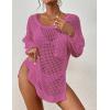 imageBsubseach Crochet Cover Up for Swimwear Women Pool Swimsuit Coverup Long Sleeve Beach Knit TopsRose Red