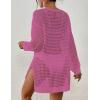 imageBsubseach Crochet Cover Up for Swimwear Women Pool Swimsuit Coverup Long Sleeve Beach Knit TopsRose Red