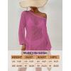 imageBsubseach Crochet Cover Up for Swimwear Women Pool Swimsuit Coverup Long Sleeve Beach Knit TopsRose Red