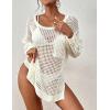 imageBsubseach Crochet Cover Up for Swimwear Women Pool Swimsuit Coverup Long Sleeve Beach Knit TopsWhite