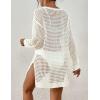 imageBsubseach Crochet Cover Up for Swimwear Women Pool Swimsuit Coverup Long Sleeve Beach Knit TopsWhite