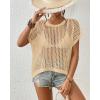 imageBsubseach Crochet Cover Ups for Swimwear Women Hollow Out Knit Bikini Beach Swimsuit Cover Up Summer Crochet TopApricot