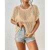 imageBsubseach Crochet Cover Ups for Swimwear Women Hollow Out Knit Bikini Beach Swimsuit Cover Up Summer Crochet TopApricot