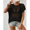 imageBsubseach Crochet Cover Ups for Swimwear Women Hollow Out Knit Bikini Beach Swimsuit Cover Up Summer Crochet TopBlack