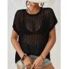 imageBsubseach Crochet Cover Ups for Swimwear Women Hollow Out Knit Bikini Beach Swimsuit Cover Up Summer Crochet TopBlack