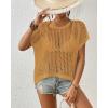 imageBsubseach Crochet Cover Ups for Swimwear Women Hollow Out Knit Bikini Beach Swimsuit Cover Up Summer Crochet TopCamel