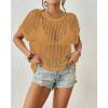 imageBsubseach Crochet Cover Ups for Swimwear Women Hollow Out Knit Bikini Beach Swimsuit Cover Up Summer Crochet TopCamel